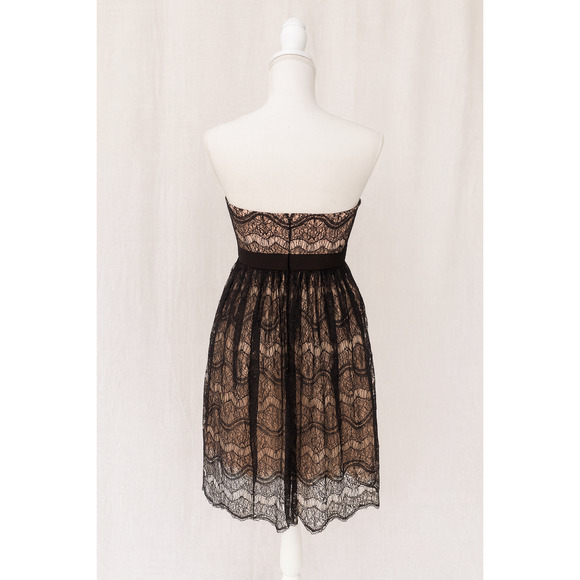 Minuet Lace Nude Strapless Dress S Sweetheart Cocktail Party Holiday Semi Formal - Picture 2 of 10